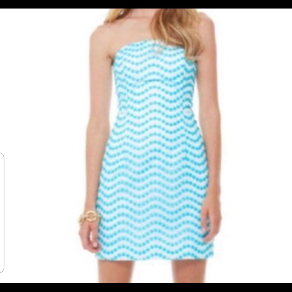 Gorgeous Lilly Pulitzer leavens Strapless Dress -Size 00 shorely blue